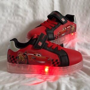 Disney Red Black Lightning McQueen Light-Up Kids Sneakers Toddler Athletic shoes